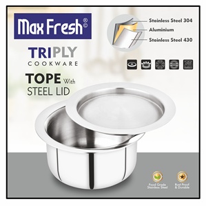 Maxfresh Triply Tope Set Steel Lid Modern Design Eco-Friendly Premium <b>Cookware</b> for Home Kitchen Use 3 Layers <b>Cookware</b> Technology - Product Image 2