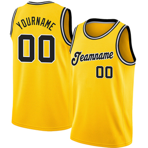 เสื้อบาสเก็ตบอลเปล่าแบบปรับแต่งได้สำหรับผู้ชาย ผ้าตาข่าย ระบายเหงื่อได้ดี ยืดได้สี่ทิศทาง เสื้อกีฬาแขนกุด สีดำเหลือง - Product Image 4