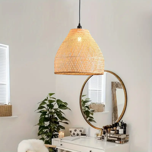 Bamboo Woven Pendant <b>Light</b> for Home Interior Decoration <b>Dining</b> Room and Bedroom - Product Image 4
