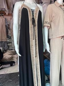 Robe longue Halter Dashiki marron à imprimé tourbillon circulaire, coupe ample, style bohème décontracté, pour femme, vente en gros, été et printemps - Product Image 5