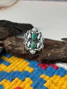 Artisan Kingman Turquoise <b>Adjustable</b> <b>Ring</b> Handcrafted Sterling Silver Southwestern Gemstone Jewelry Western Boho Style - Product Image 1