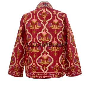 Chaqueta Acolchada con Botones y Bordado Floral, Forro de Algodón a Rayas, Hecha a Mano, para Invierno y Otoño, de Secado Rápido, Ecológica y Transpirable - Product Image 1