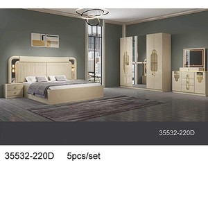 Juego de dormitorio moderno 35532-220C tamaño King, muebles de MDF con cabecero iluminado y armario con espejo, 5 piezas/juego - Product Image 6