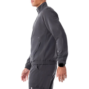 Blouse médicale en jersey Spandex/Polyester de haute qualité, design veste côtelée à manches longues avec fermeture éclair, uniforme chaud à boutons-pression sur le devant pour hommes, hôpital - Product Image 6