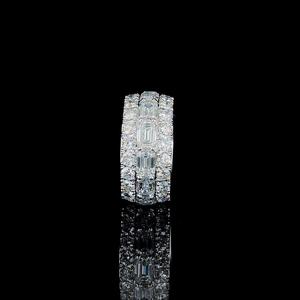 Baguette & Round Cut Moissanite Diamond Cluster <b>Ring</b> <b>for</b> <b>Men</b> 925 Sterling <b>Silver</b> Rhodium Plated Wedding Anniversary Gift <b>for</b> Him - Product Image 3