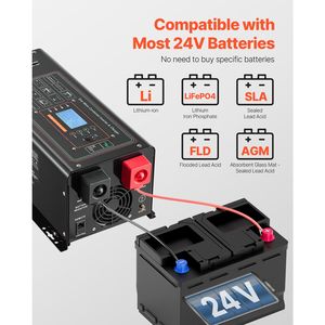 Inverter a Onda Sinusoidale Pura da 3000 Watt con Display LCD e Telecomando, da DC 24V a AC 120V, Potenza 6KW/12KW, Inverter Solare - Product Image 4