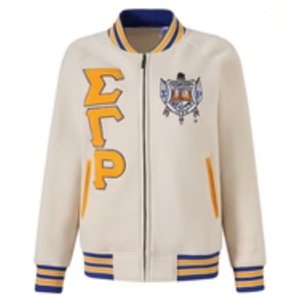 Veste universitaire en polaire neutre Sigma Gamma Rho, broderie chenille, vêtements de sororité grecque, vêtements pour femmes de qualité supérieure - Product Image 1