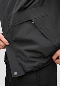 Chaqueta cortavientos de nailon negro para hombre con logotipo personalizado de alta calidad, ligera, impermeable, de tela softshell. - Product Image 4