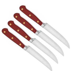 Ensemble de 4 couteaux à steak modernes en acier inoxydable avec des lames à bord lisse et affûté et des manches ergonomiques noirs pour la découpe quotidienne de la viande - Product Image 2
