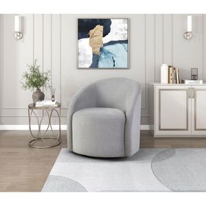 Poltrona Girevole in Bouclé Grigio Chiaro, 1 Pezzo, in Legno Massello, Arredamento Contemporaneo Durevole per Soggiorno, Seduta di Lusso - Product Image 1