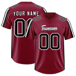 Camiseta de Fútbol Americano Personalizada con Cuello en V, Manga Corta, Impresión Sublimada, Nombre del Equipo, Número, para Hombre Adulto, Transpirable, 100% Algodón, Anti-UV - Product Image 1