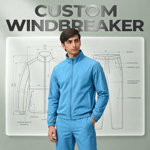 Ensemble coupe-vent en nylon personnalisé pour homme : veste à capuche, short, vêtements de sport légers, course à pied, fitness, streetwear - Product Image 1