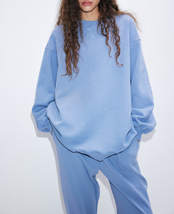 Conjunto Deportivo de 2 Piezas para Mujer, Estilo Moderno, 100% Algodón, Sudadera Holgada con Hombros Caídos y Pantalones Deportivos Anchos, MOQ Bajo - Product Image 6