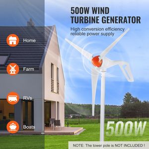 Kit Generatore Eolico 12V 500W con 3 Pale, Direzione del Vento Regolabile, Controllore MPPT per Sistema di Generazione di Energia Eolica - Product Image 5