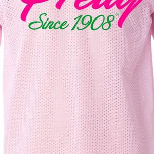 Camiseta AKA con cuello en V para mujer, camiseta de algodón con letras verdes y rosas, ropa griega informal de manga corta, Top cómodo de verano - Product Image 6