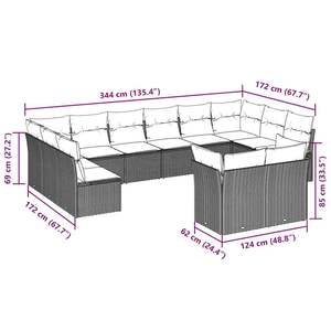 Conjunto de Sofás Modulares Grandes de Ratán Sintético Marrón para Jardín - Product Image 3