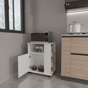 Mobiletto per Microonde Correy a 4 Ripiani Bianco con Ruote, Prodotto per Isole e Carrelli da Cucina - Product Image 2