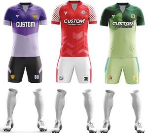 Camisetas de Fútbol Sublimadas al por Mayor, 100% Poliéster, Económicas, Conjuntos de Uniformes de Fútbol Personalizados para Hombre con Logotipo - Product Image 1