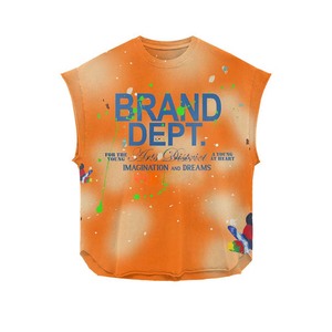 100% cotton T-shirt for men loose fit printed Mens Sleeveless T Shirt Premium Cotton Blue Paint Splash Graphic Print Custom <b>Logo</b> - Product Image 3