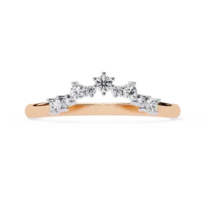 Bague de mariage en or massif 10K 14K 18K avec couronne de diamants de laboratoire et contour en grappe, certifiée IGI, bijoux fins - Product Image 5