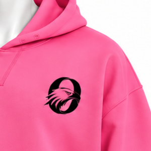 <b>Mens</b> <b>Pink</b> Embroidered Border <b>Hoodie</b> Oversized Pullover Fleece Sweatshirt Kangaroo Pocket Decorative Cuff Casual Streetwear Top - Product Image 5