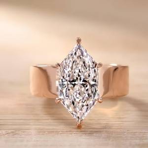 Anillo de compromiso de oro con diamante marquesa holandés antiguo, corte solitario, para mujer, con diamante marquesa cultivado en laboratorio certificado - Product Image 3