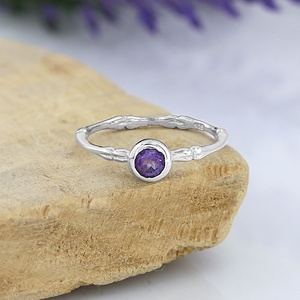 Bague de mariage et de fête en argent sterling 925 plaqué or rose avec améthyste violette, motif floral, bijoux pour femme avec pierre précieuse et pierre de naissance, vente en gros OEM - Product Image 6