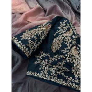 Handmade Fancy Straight Saree with Chinoiserie-Inspired Sequence and Cording Embroidery Work - Product Image 5