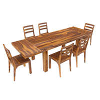 Ensemble de table à manger en bois massif 7 pièces, rectangulaire, rustique, moderne, 6 chaises, meubles de maison stables