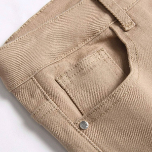 Pantalones Vaqueros para Hombre con Logotipo Personalizado, Color Sólido, Estilo Desgastado, Tallas Grandes, Ropa Casual Urbana, Diseño de Dos Tonos, OEM ODM - Product Image 3