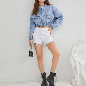 New Arrival Women's Stretch <b>Denim</b> Jacket Casual Ladies <b>Denim</b> <b>Coat</b> Distressed Jeans Long Sleeve Jacket For Women - Product Image 6