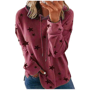 Sudadera gris de talla grande XXXL para mujer, Sudadera con capucha con estampado de estrellas para Otoño e Invierno para mujer con ajuste holgado - Product Image 4