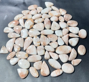 Cabochon de pierres précieuses en quartz rose naturel scolecite cristal poli de forme mixte et de toutes tailles pour la fabrication de bijoux - Product Image 4