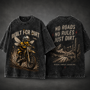 T-shirt Oversize Ultra Bee Dirt Bike Acid Wash – T-shirt graphique vintage pour motocrossiste, streetwear épais avec impression avant et arrière - Product Image 1