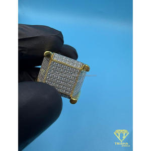 Anillo Rectangular de Plata de Ley 925 con Diamantes de Moissanita, Tono Dorado, Joyería de Alta Gama para Compradores Mayoristas - Product Image 5