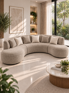 Sofá Esmeralda Moderno Minimalista Sudut Luna Taupe con Brazos Curvos, Juego de Sofás de Tela Premium Ecológica para Sala de Estar y Apartamento - Product Image 3