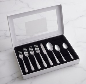 Ensemble de couverts minimalistes en acier inoxydable avec manche martelé, finition poli miroir, compatible lave-vaisselle, vaisselle de mariage - Product Image 6