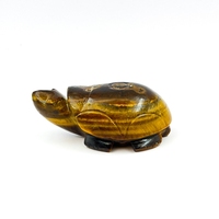 Tortue sculptée en œil de tigre naturel marron, cristal de guérison, Reiki, Feng Shui, décoration d'intérieur et de fêtes, Chakralume, objet de collection
