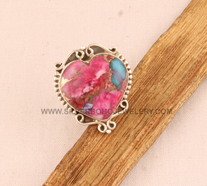Wholesale Pink Oyster <b>Ring</b> 925 Sterling <b>Silver</b> Vintage <b>Statement</b> <b>Rings</b> Pink Spiny Oyster Shell Jewelry for Women - Product Image 6