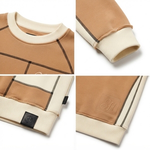Sweat-shirt à col rond en molleton épais pour homme, manches raglan, intérieur brossé, tissu extensible - 400-450 g/m², coupe structurée - Product Image 4
