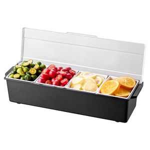 Contenitore Refrigerato a 4 Scomparti per Condimenti con Coperchio BA e Vassoio per Guarnizioni - Product Image 1