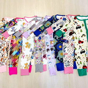 대나무 지퍼 파자마 도매 미스터리 박스 RTS 아동복 대나무 아기옷 RTS 캐릭터 프린트 - Product Image 1