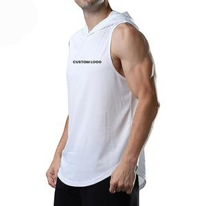 เสื้อกล้ามคุณภาพสูงแบบขายส่ง ทรงเข้ารูปสำหรับออกกำลังกาย ดีไซน์แบบมีฮู้ด OEM คอฮู้ดพิมพ์ลาย ย้อมสีพื้น เสื้อฮู้ดแบบไม่มีแขน - Product Image 4