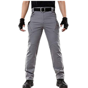 Pantalon cargo décontracté pour homme avec poches, taille élastique, tissu polyester/coton - Product Image 3