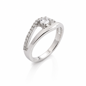 925 Sterling <b>Silver</b> Women's Wave Wrap <b>Solitaire</b> <b>Ring</b> with Cubic Zirconia Modern Elegant High Polish Finish Engagement Wedding - Product Image 2