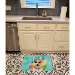Alfombra de baño de espuma viscoelástica Westie Hippie Dawg, alfombra de cocina antifatiga lavable a máquina, cojín cómodo para uso en baño o cocina - Product Image 2