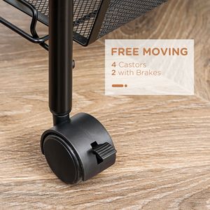 Carrello portaoggetti in metallo a 5 ripiani con ruote, per cucina, soggiorno, lavanderia e garage, con cestini a rete rimovibili - Product Image 6