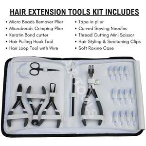 Kit completo de herramientas para extensiones de cabello con alicates para extensiones de cinta, alicates de crimpado para microlink, herramienta para quitar cuentas, clips de seccionamiento, gancho y bucle. - Product Image 2