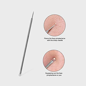 Nouvel outil élégant en acier inoxydable à double extrémité pour le soin du visage, anti-points noirs, aiguille à acné, avec manche antidérapant, unisexe - Product Image 2