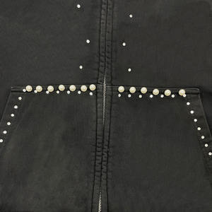 <b>Men's</b> <b>Black</b> Zip-Up <b>Hoodie</b> with Rhinestone Casual Hooded Sweatshirt Regular Fit High Quality <b>Hoodie</b> <b>For</b> <b>Man</b> - Product Image 3